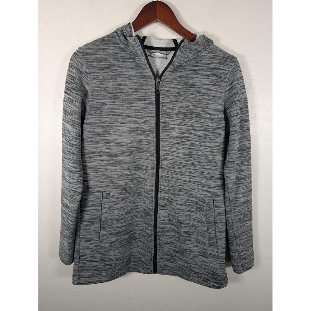 Columbia Jacket‎ Womens Medium Gray Hooded Full Zip Knit Mid Length Casual Layer